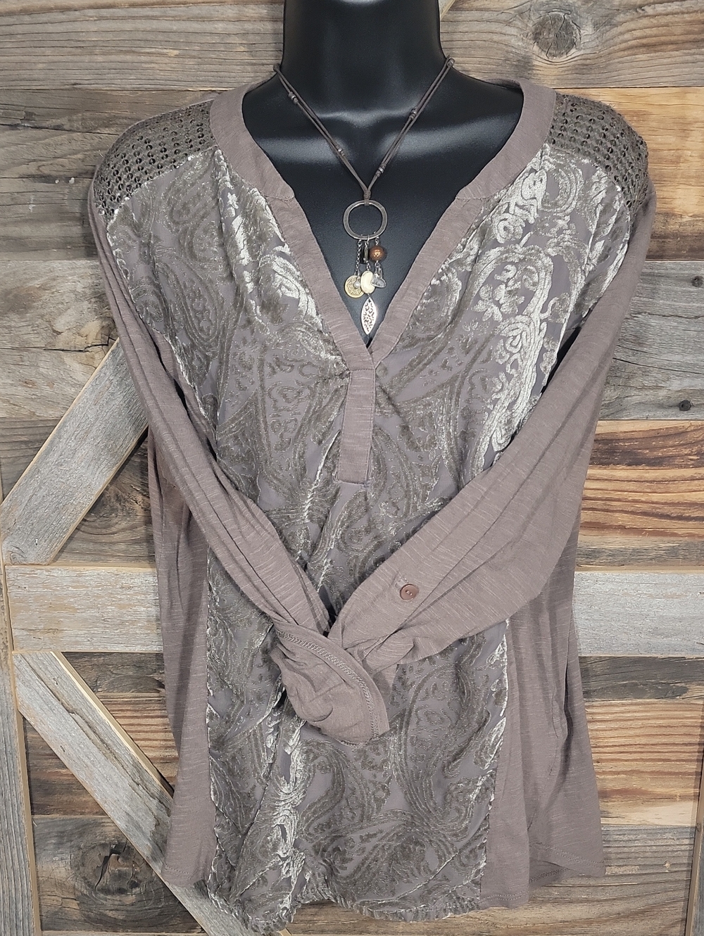 Chico's Long-Sleeve V-Neck Paisley Top